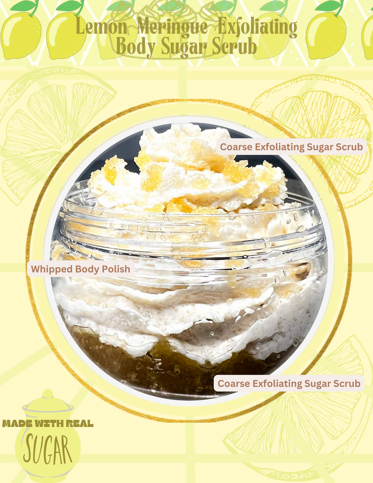 Lemon Meringue Body Scrub - Foaming Whipped Sugar Exfoliating Scrub